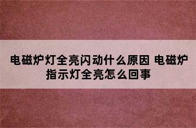 电磁炉灯全亮闪动什么原因 电磁炉指示灯全亮怎么回事